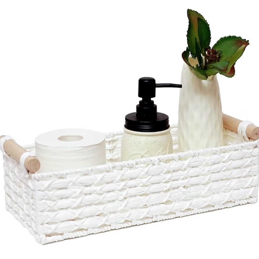 Small Storage Basket Wicker Baskets for Organizing with Handle Decorative